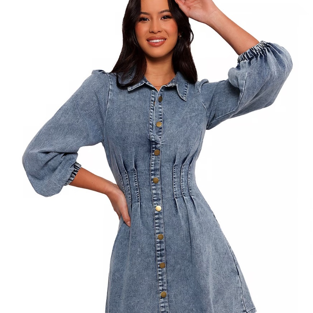 Blue Buttoned Peplum Sundress